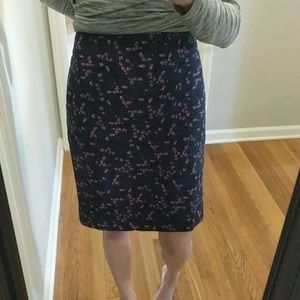Navy floral Ann Taylor pencil skirt